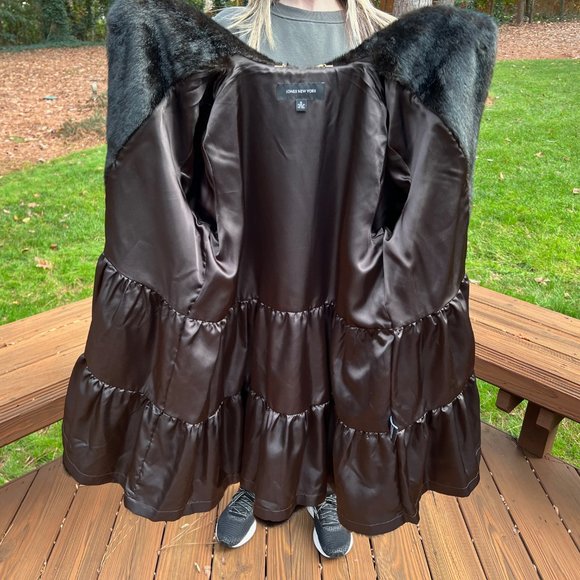 Jones New York - Womens Black Faux Fur Coat - Size M - Picture 4 of 7